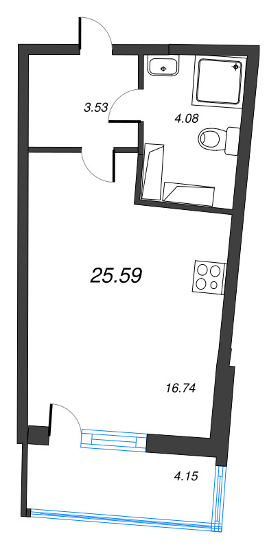 Студия 25,6 м²