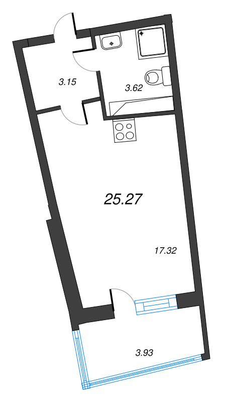 Студия 25,3 м²