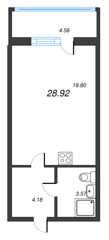 Студия 28,9 м²