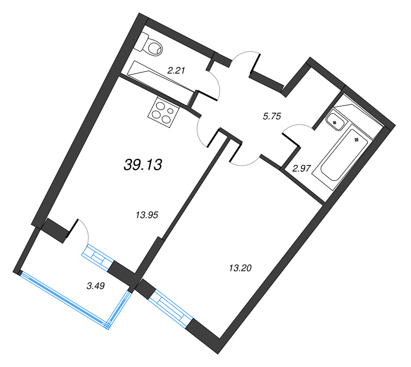 2 ккв (Евро) 39,1 м²