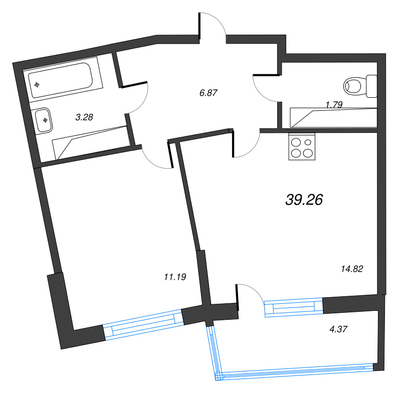 2 ккв (Евро) 39,3 м²
