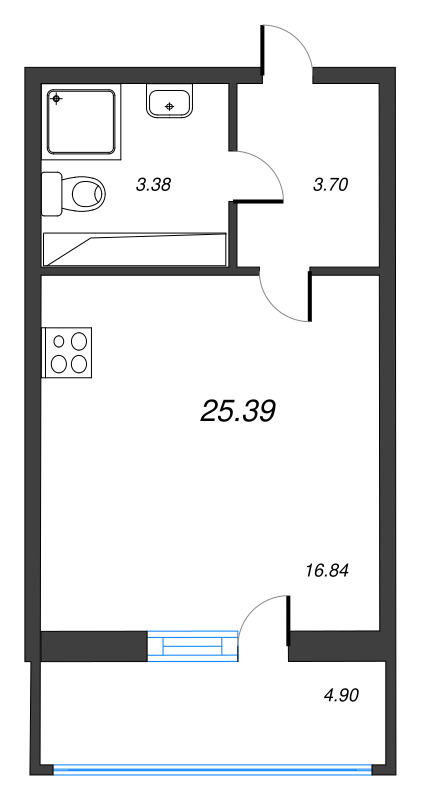 Студия 25,4 м²