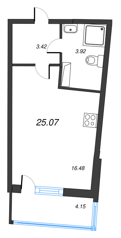 Студия 25,1 м²