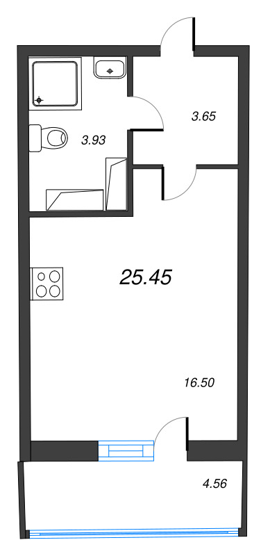 Студия 25,5 м²