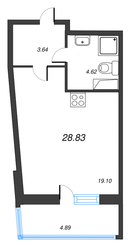 Студия 28,8 м²
