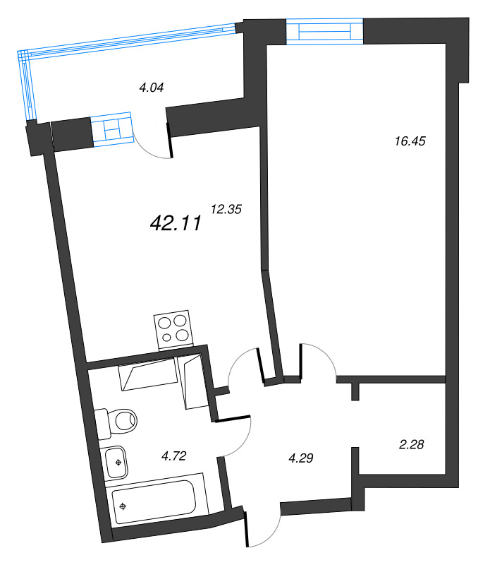 1 ккв 45,1 м²
