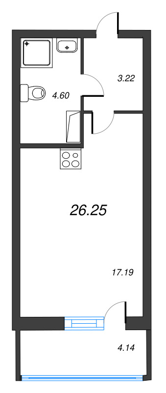 Студия 26,3 м²