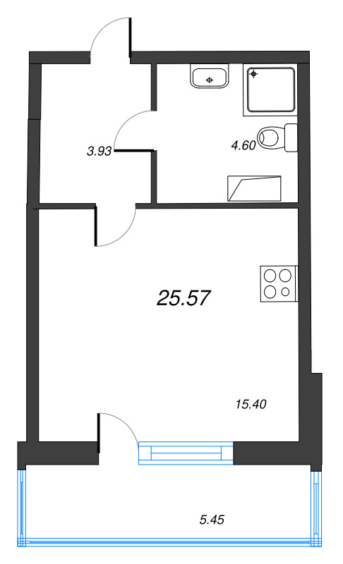 Студия 25,6 м²