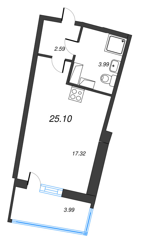 Студия 25,1 м²