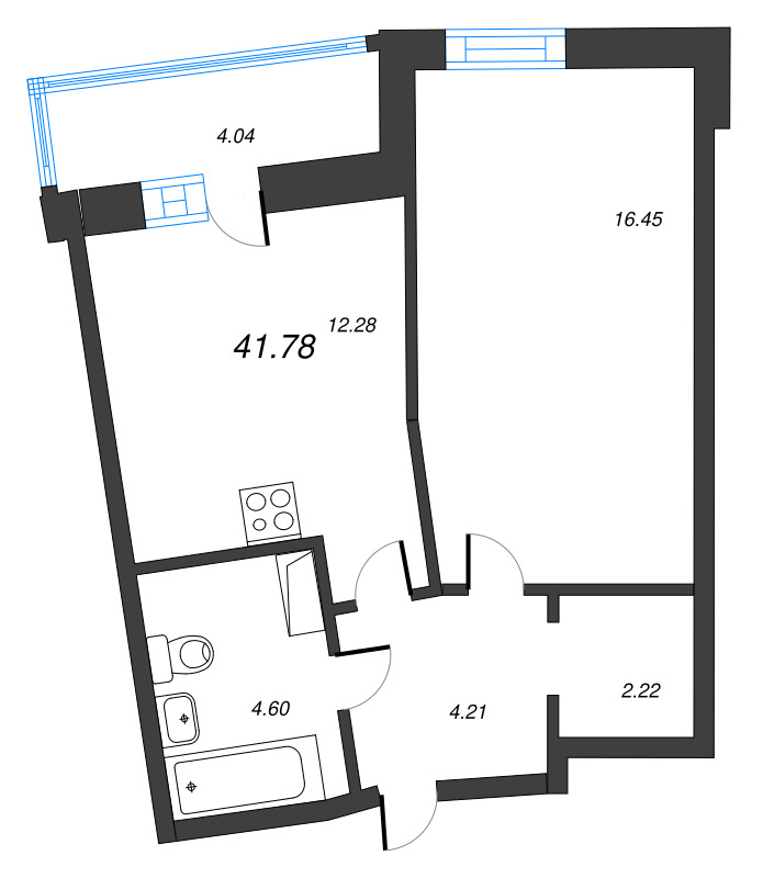 1 ккв 44,8 м²