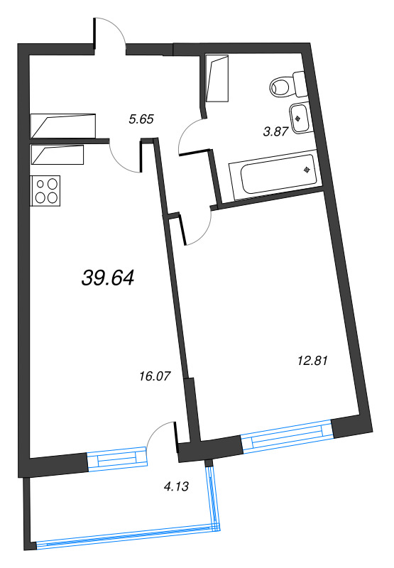 2 ккв (Евро) 39,6 м²