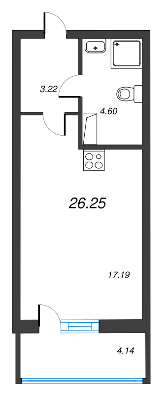 Студия 26,3 м²