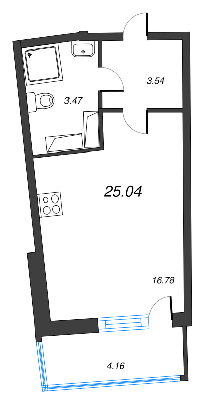 Студия 25 м²