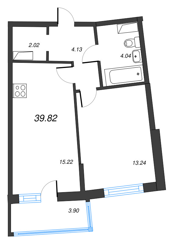 2 ккв (Евро) 39,8 м²
