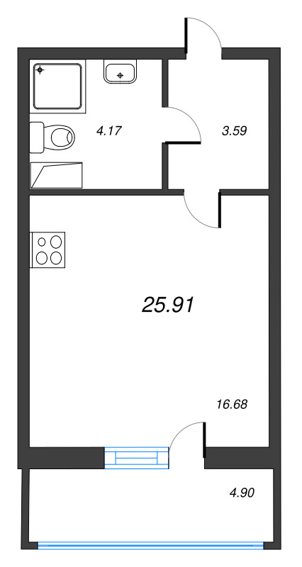 Студия 25,9 м²