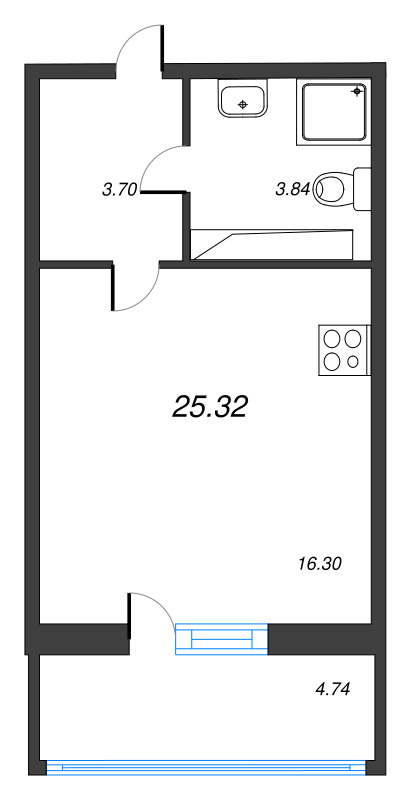 Студия 25,3 м²