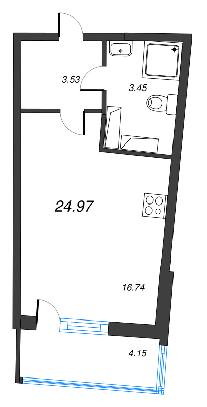 Студия 25 м²