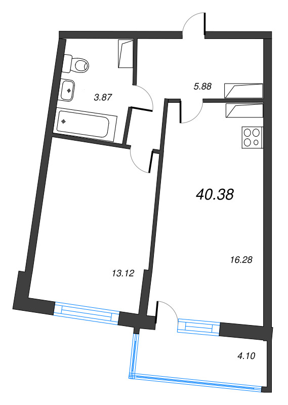 2 ккв (Евро) 40,4 м²