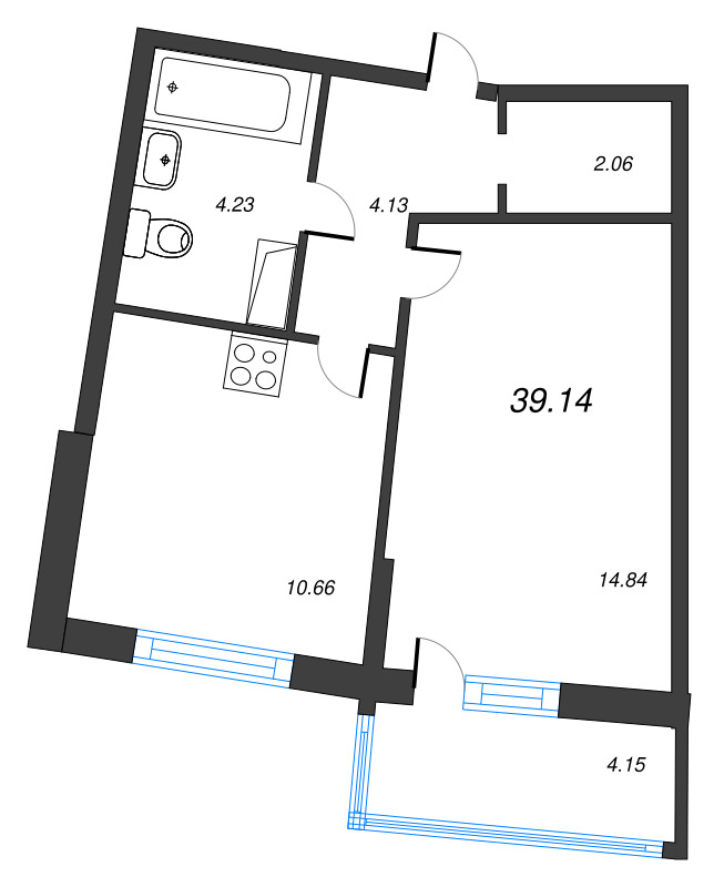 2 ккв (Евро) 39,1 м²