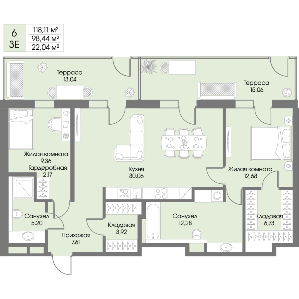 3 ккв (Евро) 98,4 м²