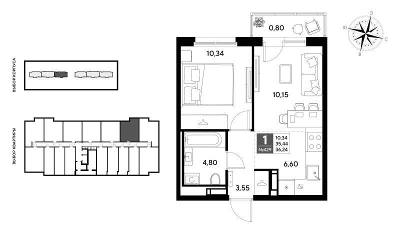 2 ккв (Евро) 36,2 м²