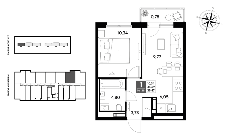 2 ккв (Евро) 35,5 м²