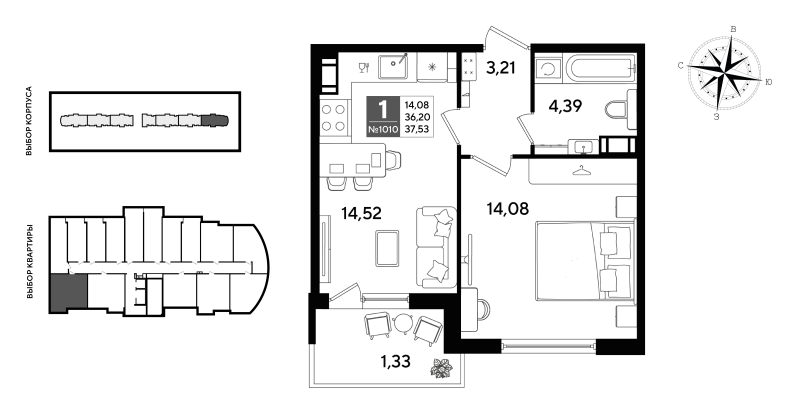 1 ккв 37,5 м²