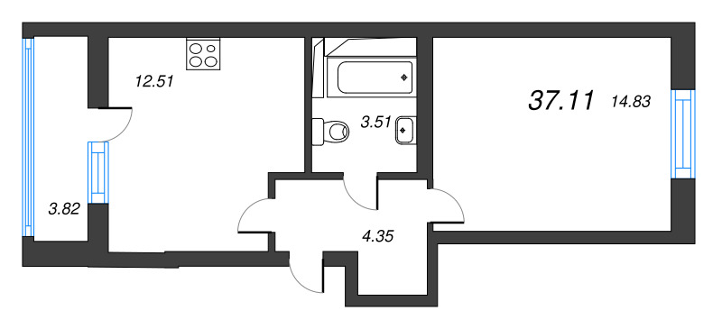 1 ккв 37,1 м²