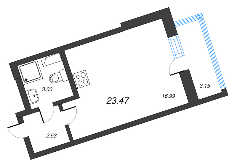 Студия 23,5 м²