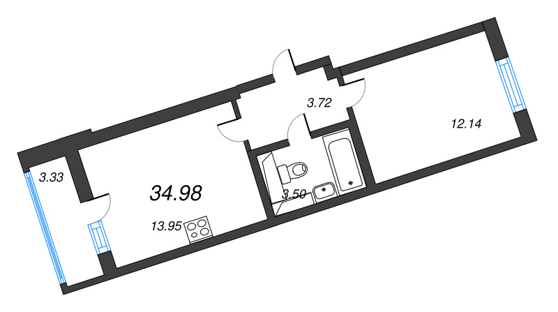 2 ккв (Евро) 35 м²