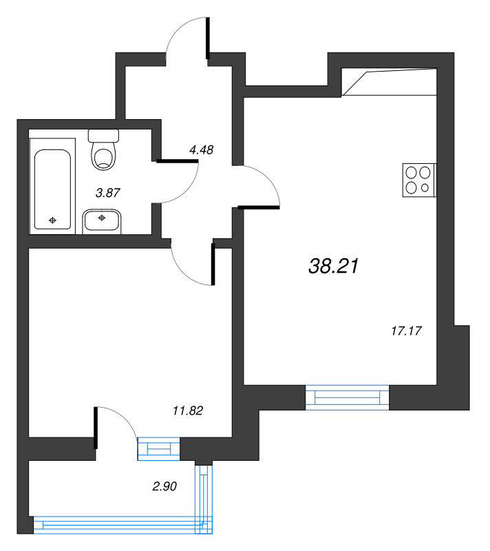 2 ккв (Евро) 38,2 м²