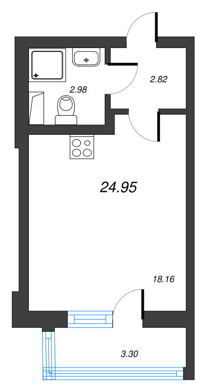 Студия 25 м²
