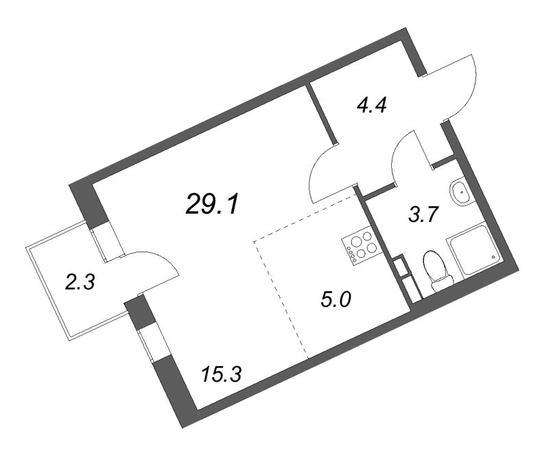 Студия 29,1 м²