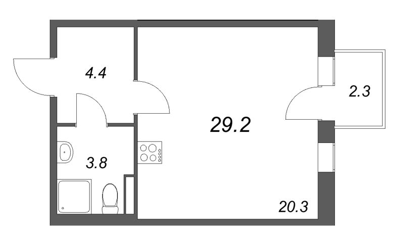 Студия 29,2 м²
