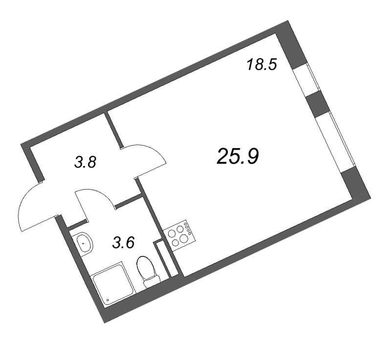Студия 25,9 м²