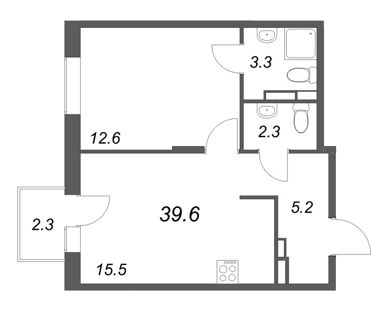 2 ккв (Евро) 39,6 м²