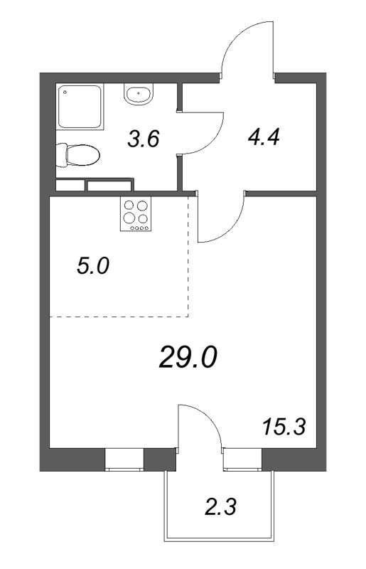 Студия 29 м²