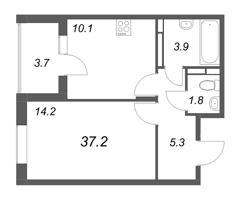 1 ккв 37,2 м²
