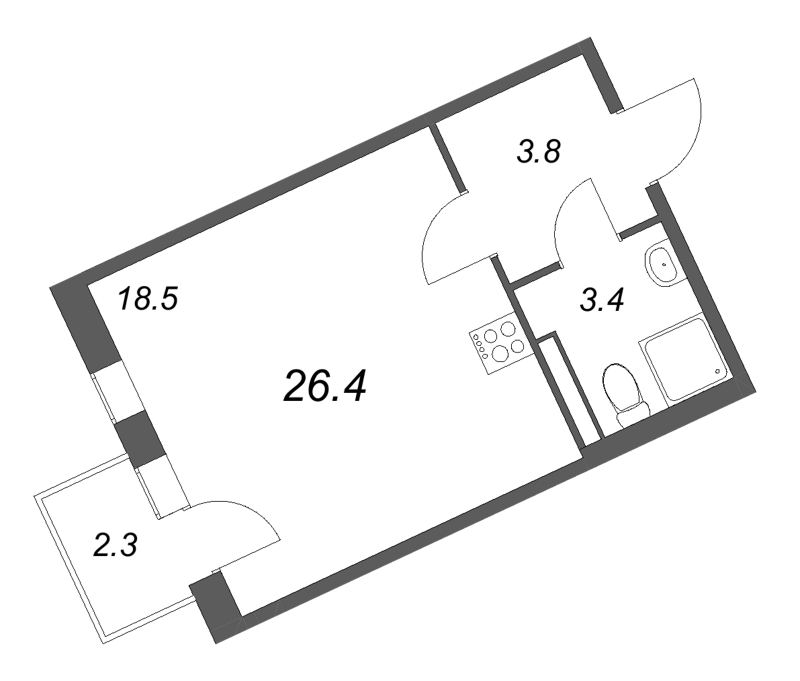 Студия 26,4 м²