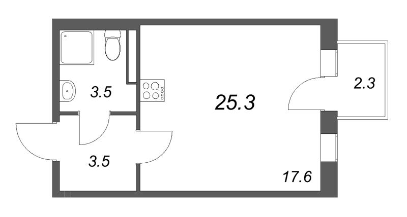 Студия 25,3 м²