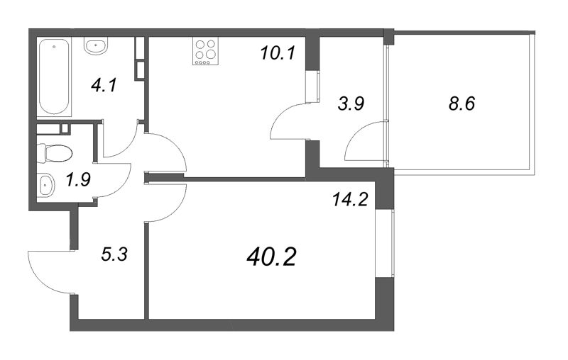 1 ккв 40,2 м²