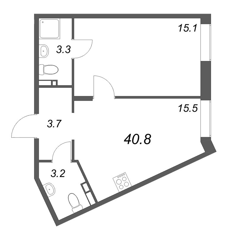 2 ккв (Евро) 40,8 м²