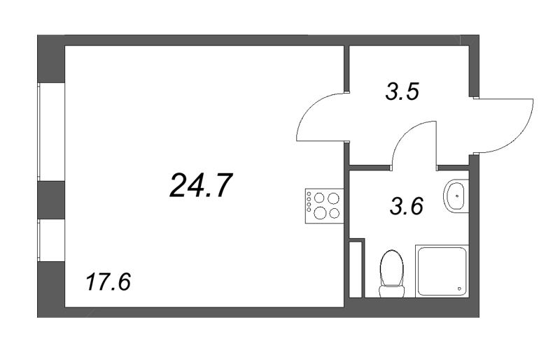 Студия 24,7 м²