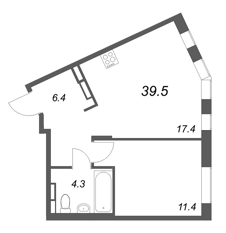 2 ккв (Евро) 39,5 м²