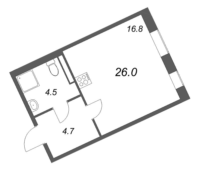 Студия 26 м²