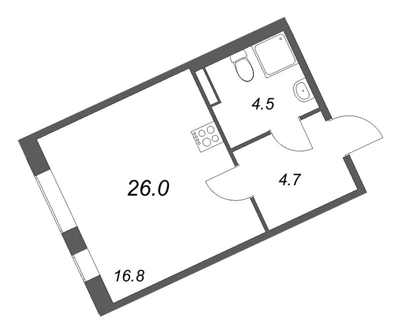 Студия 26 м²