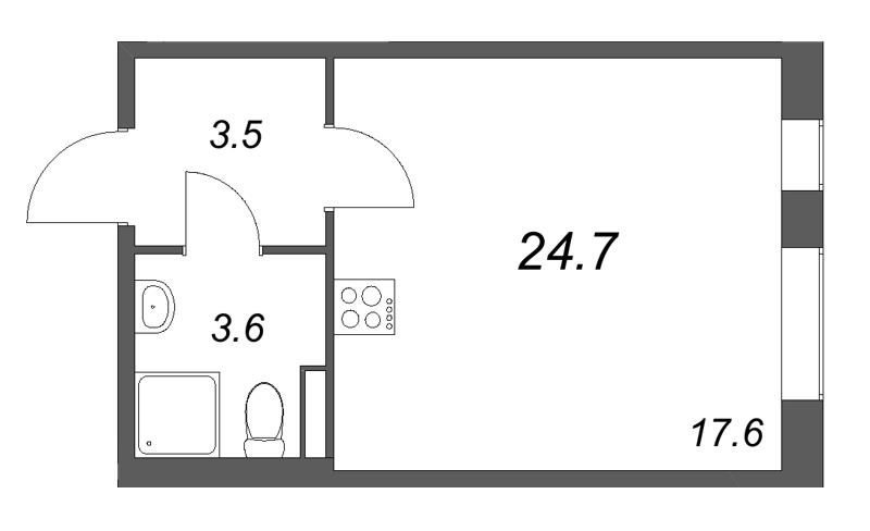 Студия 24,7 м²