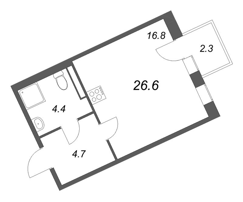 Студия 26,6 м²