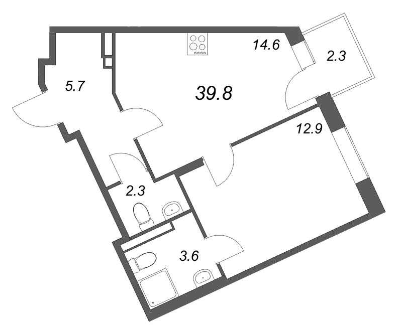 1 ккв 39,8 м²