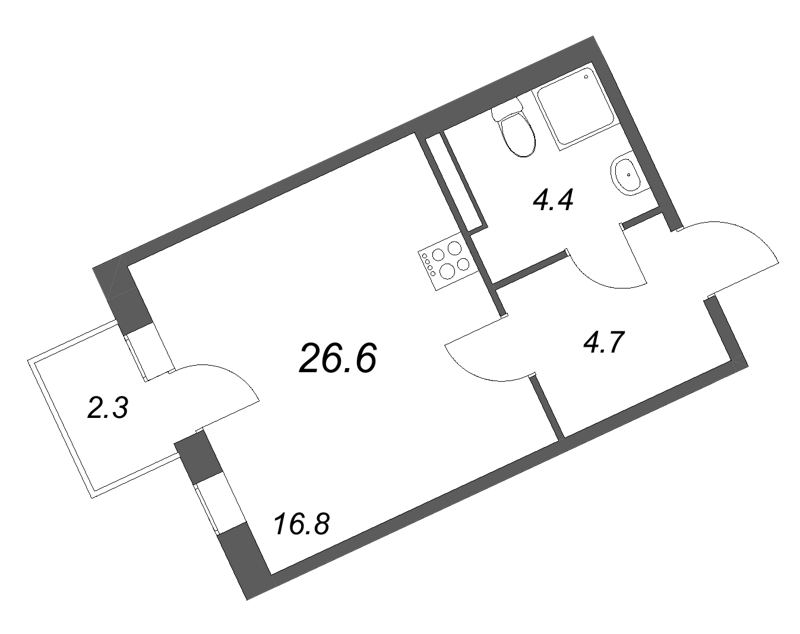 Студия 26,6 м²